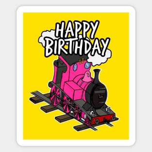 Birthday Train Steam Locomotive Railway Model Railroad (Pink) Sticker